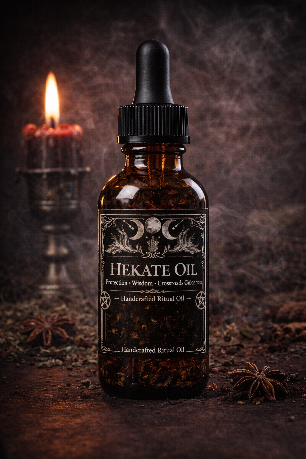 Hekate oil with description card and prayer card