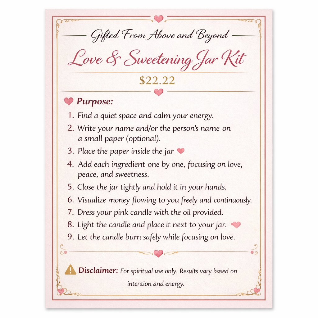 Intention jar kit sweetening