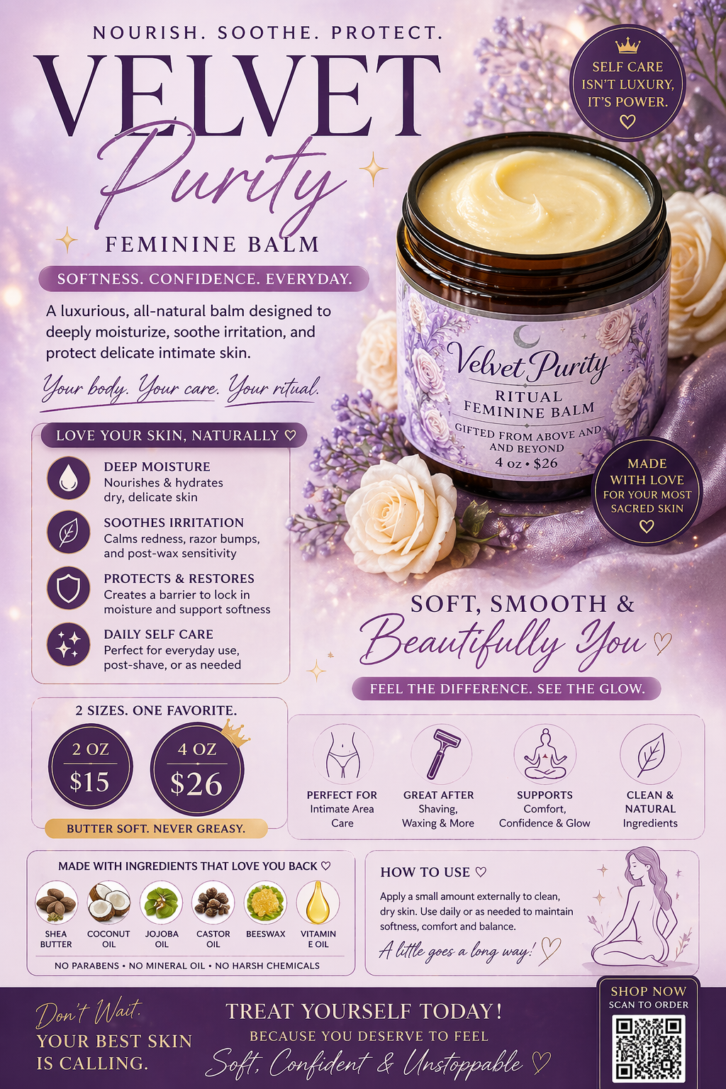Velvet Purity-yoni feminine balm 2oz